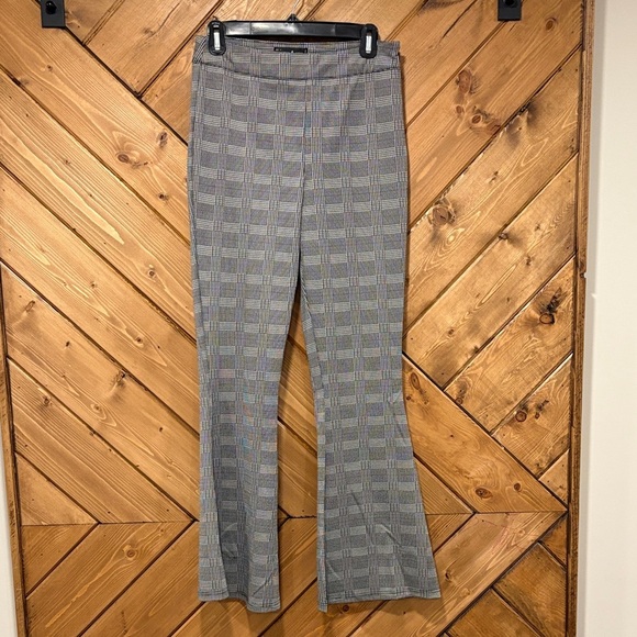 Grey Plaid Flare Pants Small - Picture 1 of 4